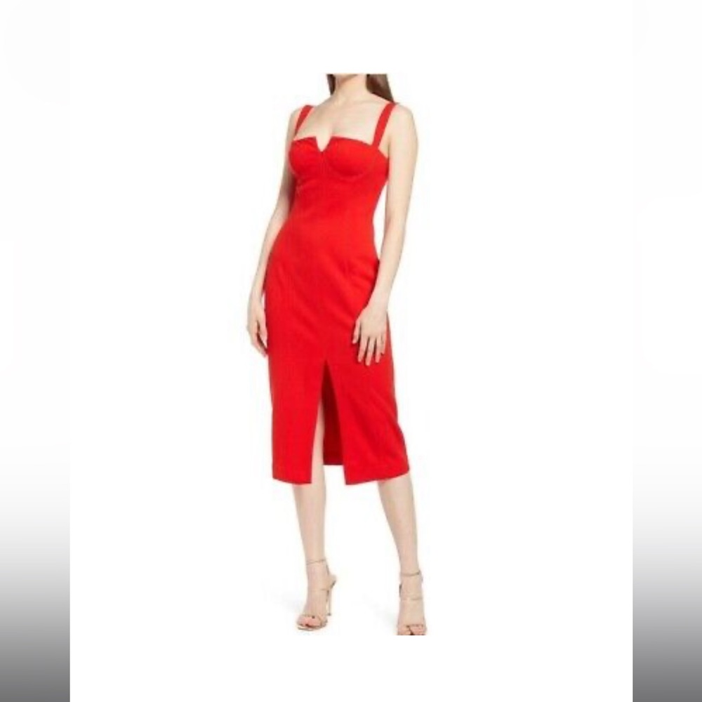 Misha Collection Red Midi Dress Gertrude Bustier sz 4